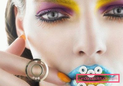 tvoria svetlé farby neobvyklý make-up v jasných farbách